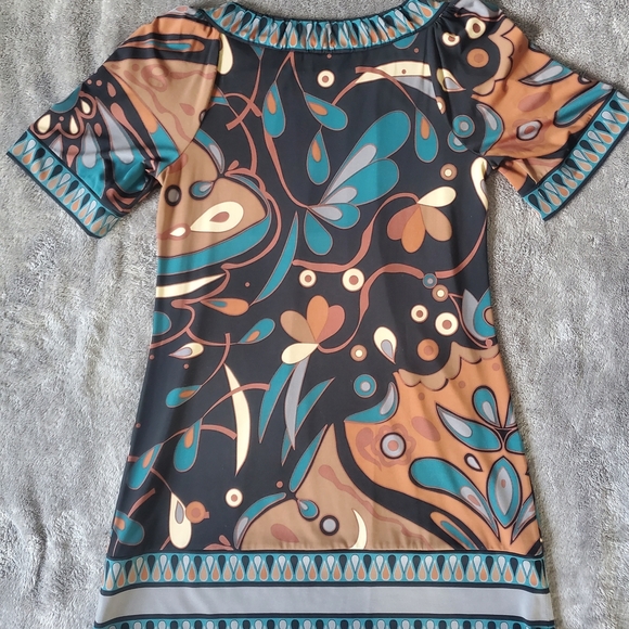 BCBGMaxAzria Multicolor Patterned Y2K Mini Dress, Size SP - Picture 3 of 5